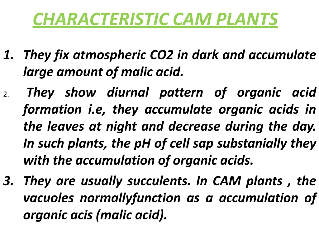 characteristic cam plants