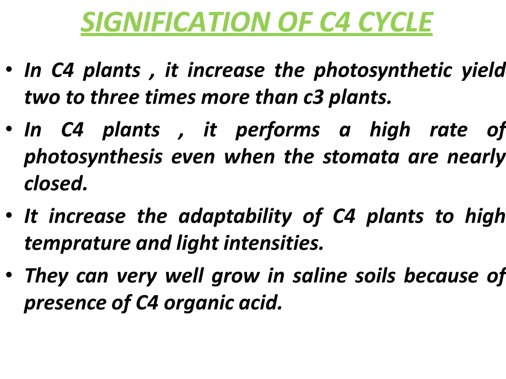 signification of c4 cycle