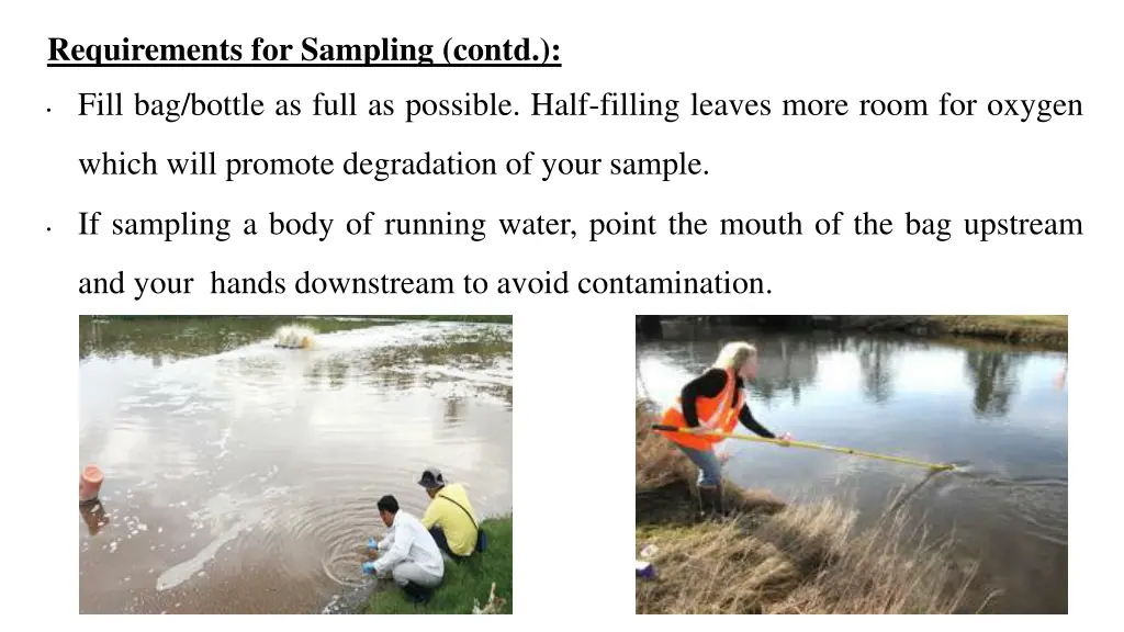 requirements for sampling contd