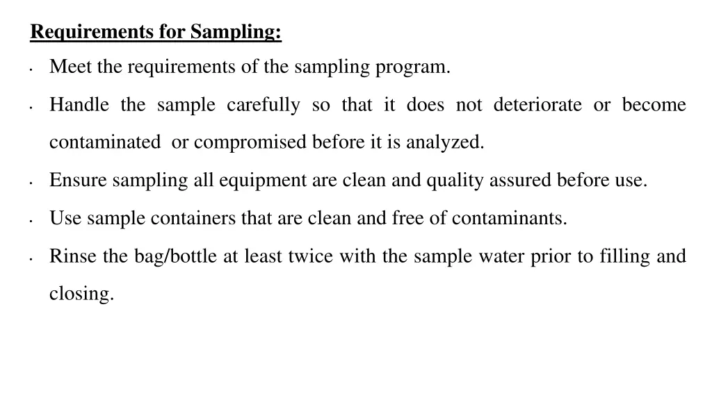 requirements for sampling