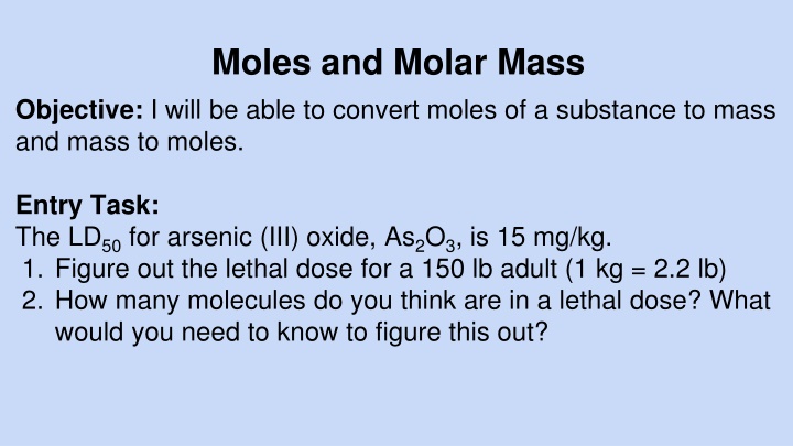 moles and molar mass
