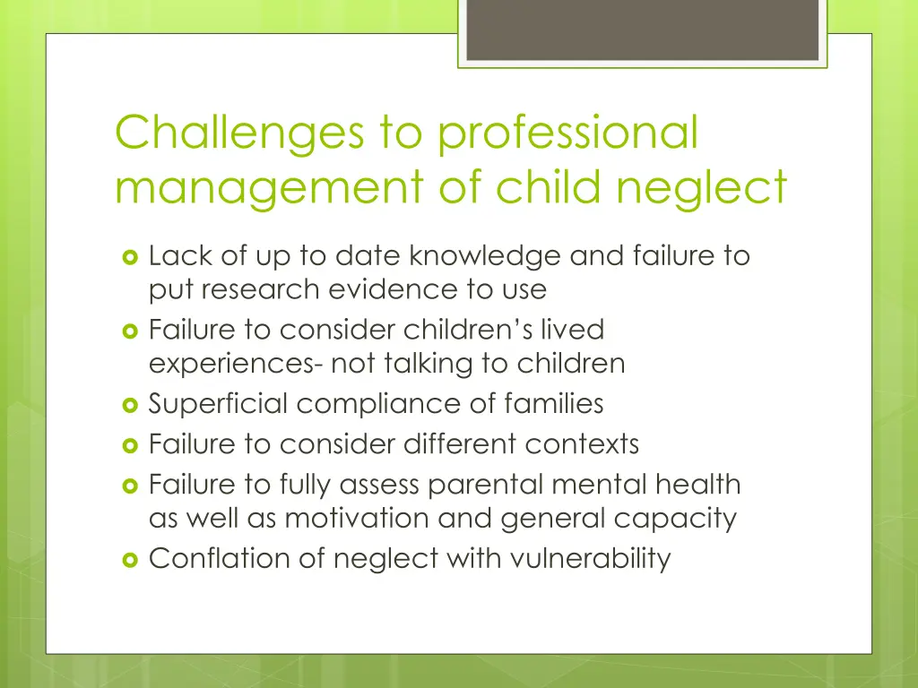 challenges to professional management of child
