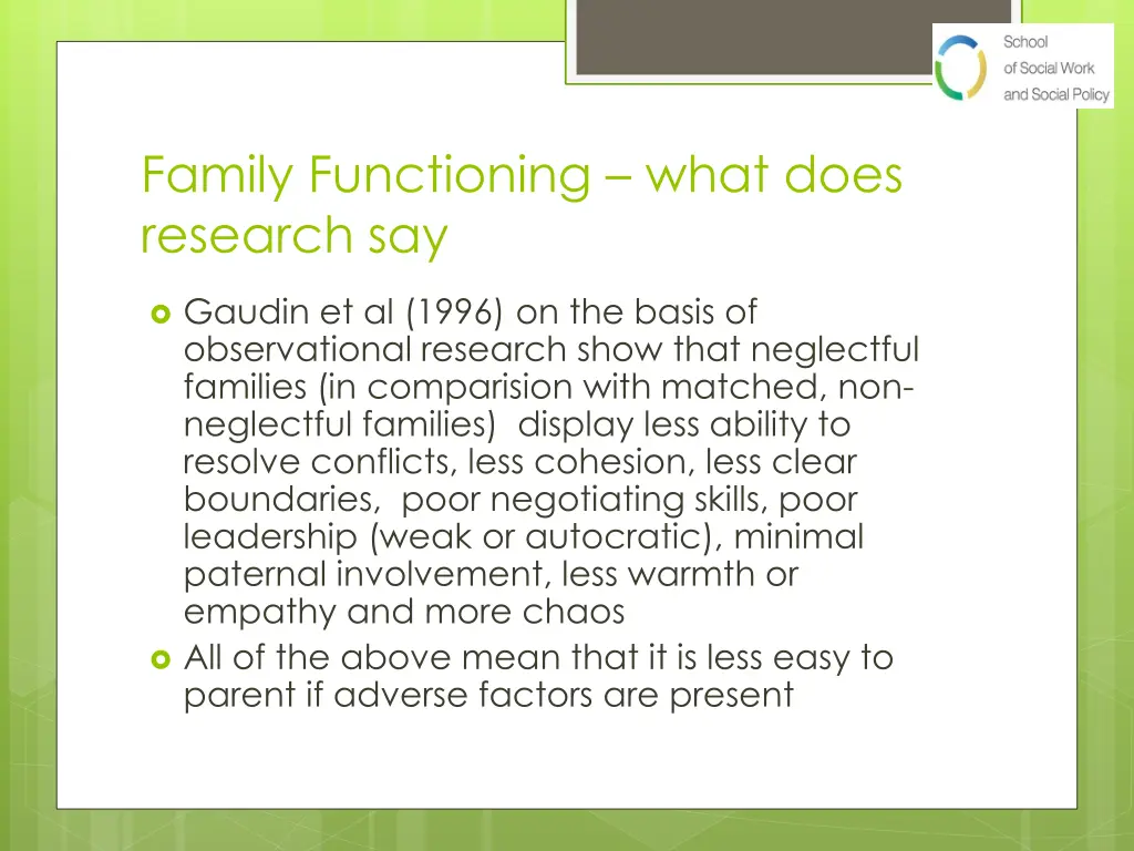 family functioning what does research say