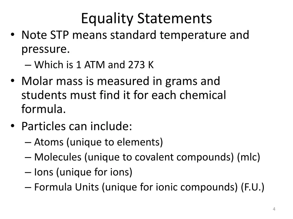 equality statements 1