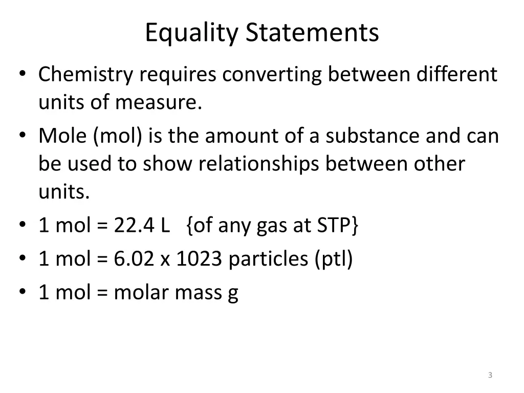 equality statements