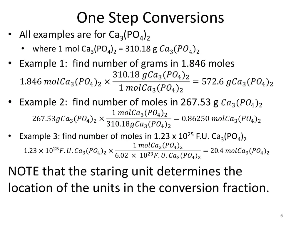 one step conversions all examples