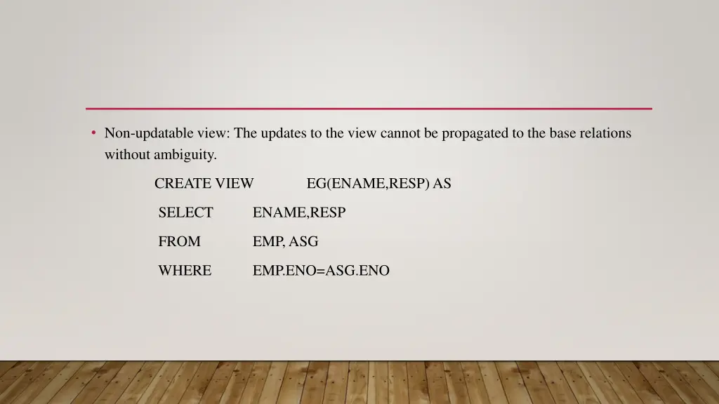 non updatable view the updates to the view cannot