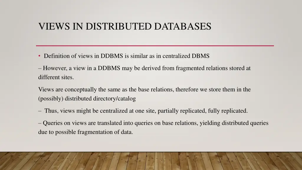 views in distributed databases