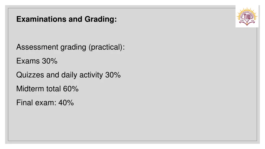 examinations and grading