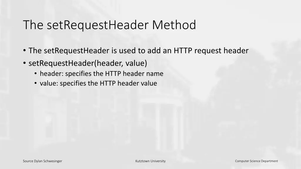 the setrequestheader method