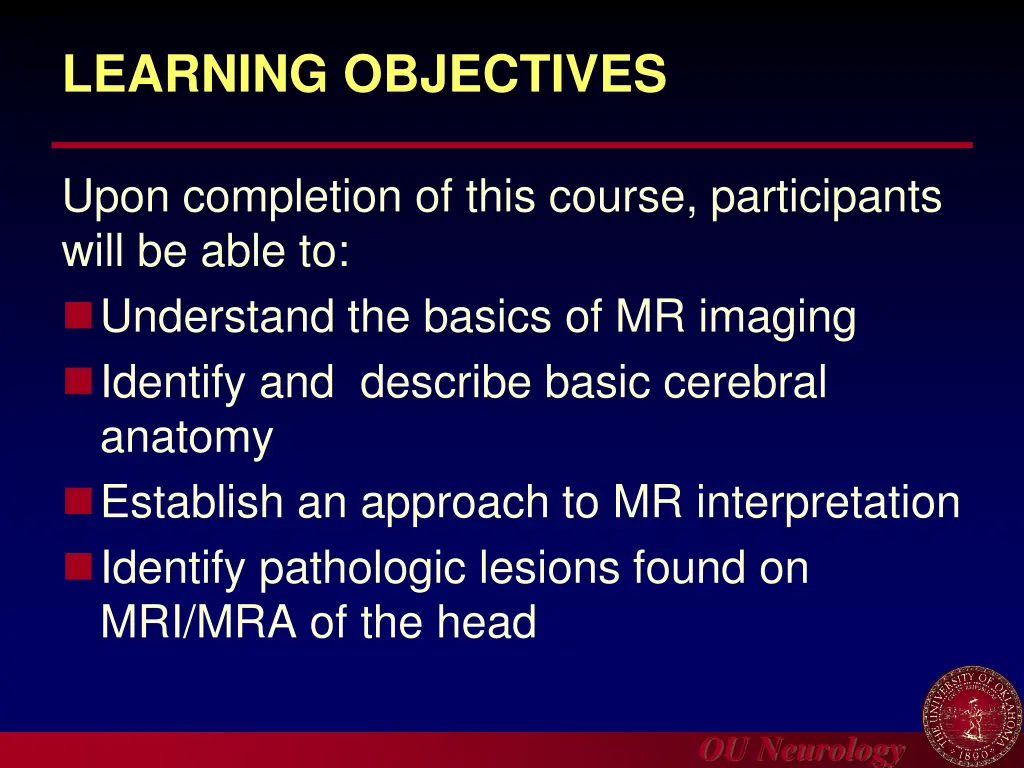 learning objectives