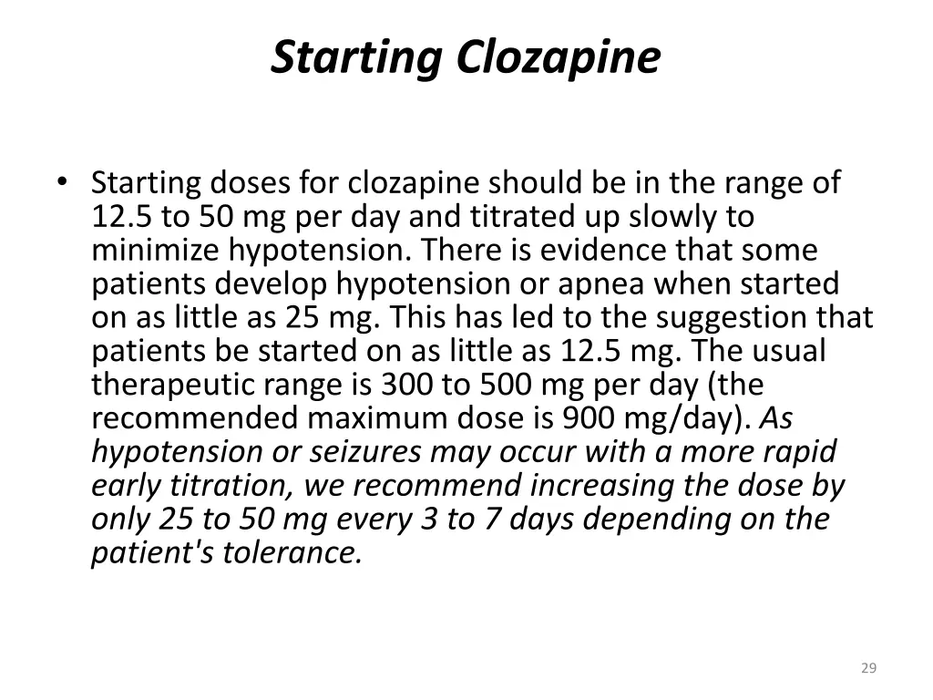 starting clozapine