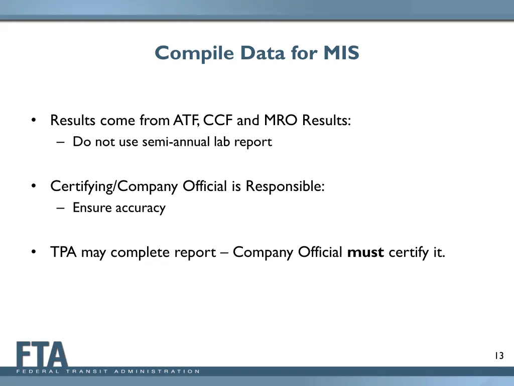 compile data for mis
