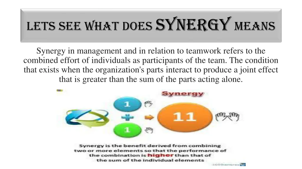 lets see what does synergy means