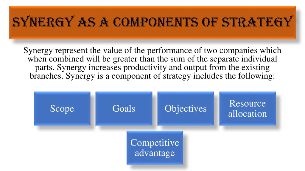 synergy as a components of strategy
