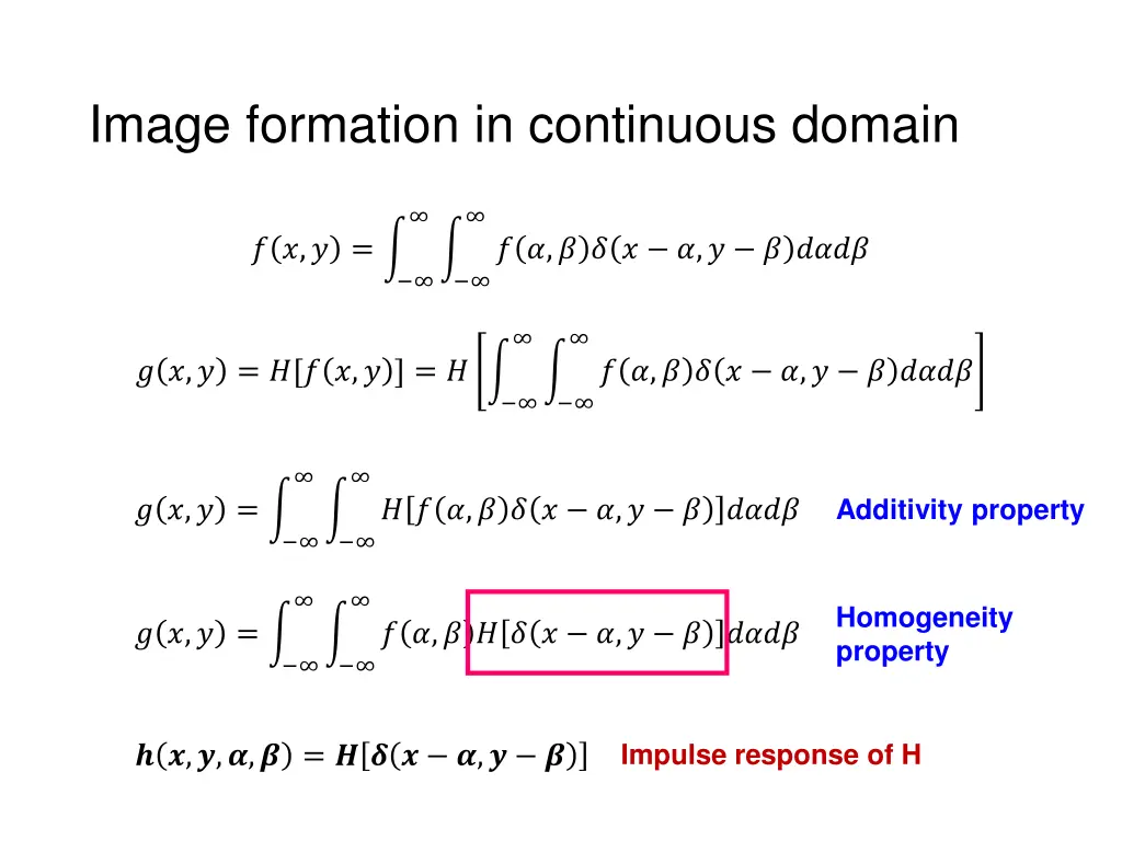 image formation in continuous domain