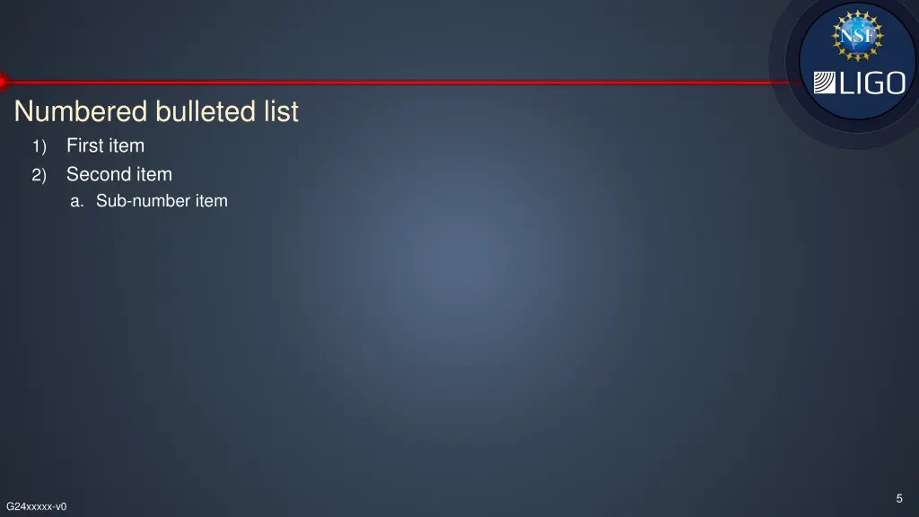numbered bulleted list 1 first item 2 second item