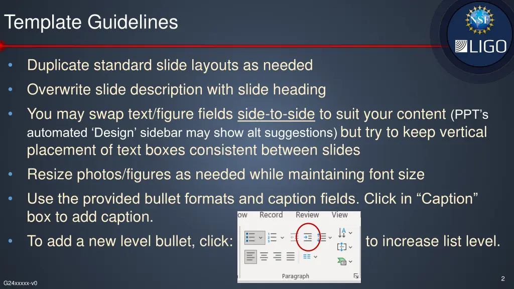 template guidelines