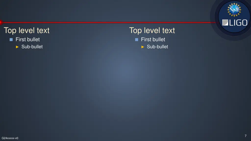 top level text first bullet sub bullet 1
