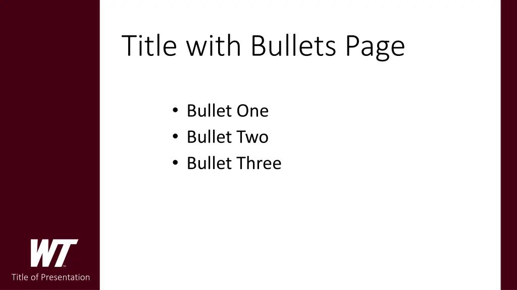 title with bullets page