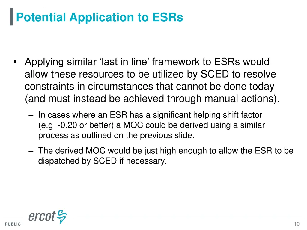 potential application to esrs
