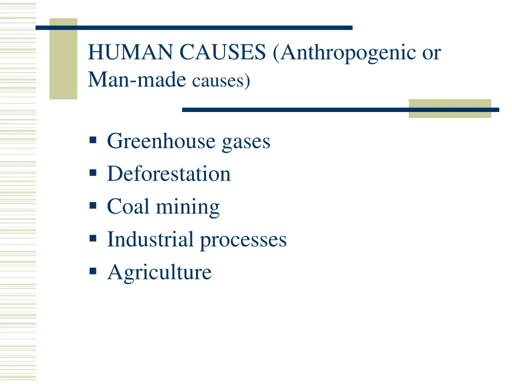 human causes anthropogenic or man made causes