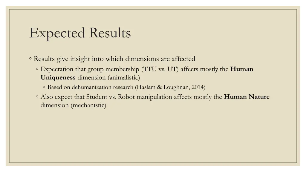expected results