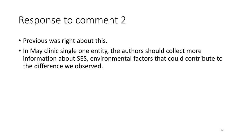 response to comment 2