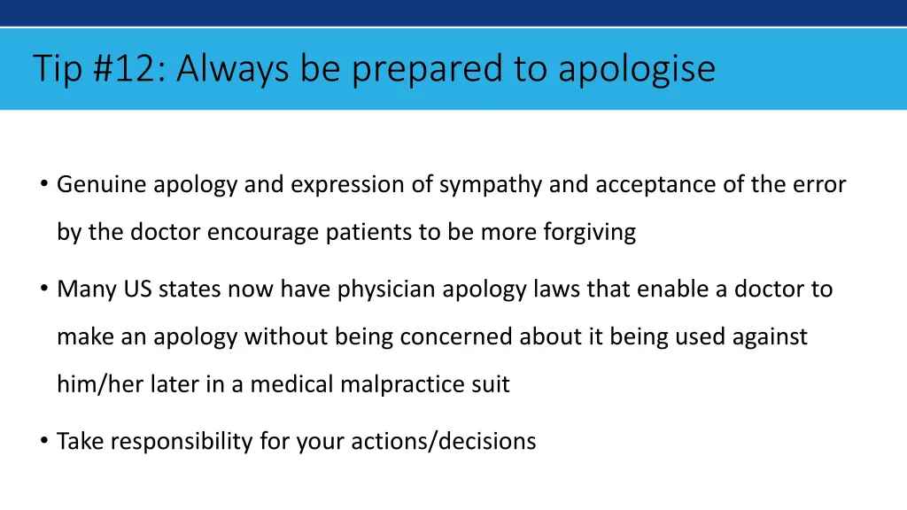 tip 12 always be prepared to apologise