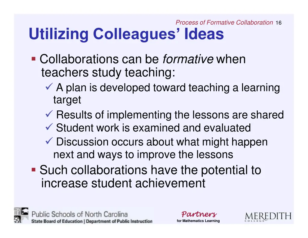 process of formative collaboration 16