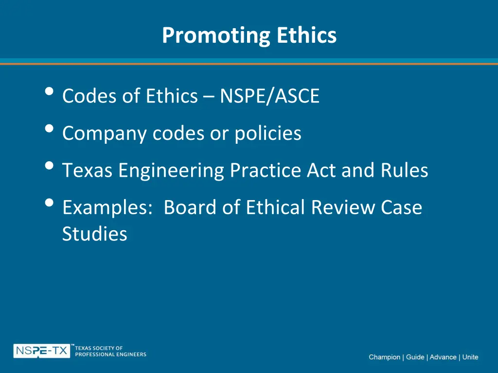 promoting ethics