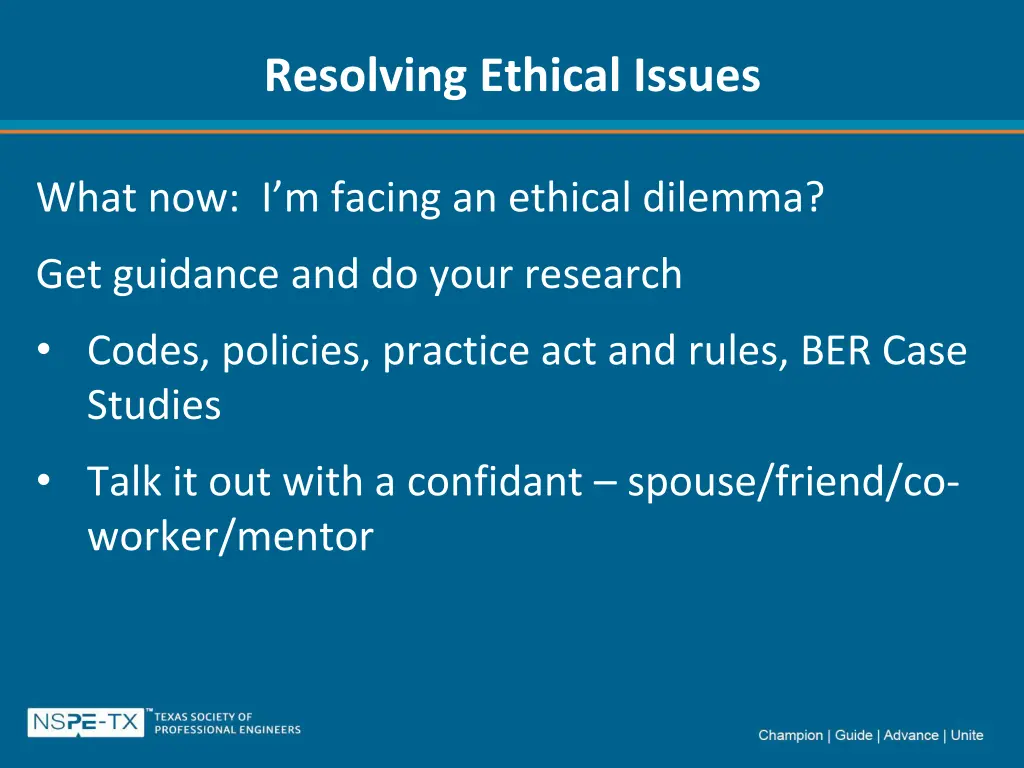 resolving ethical issues