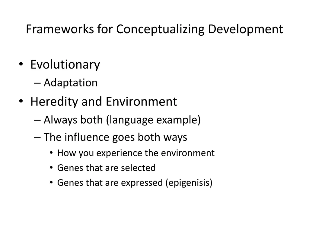 frameworks for conceptualizing development