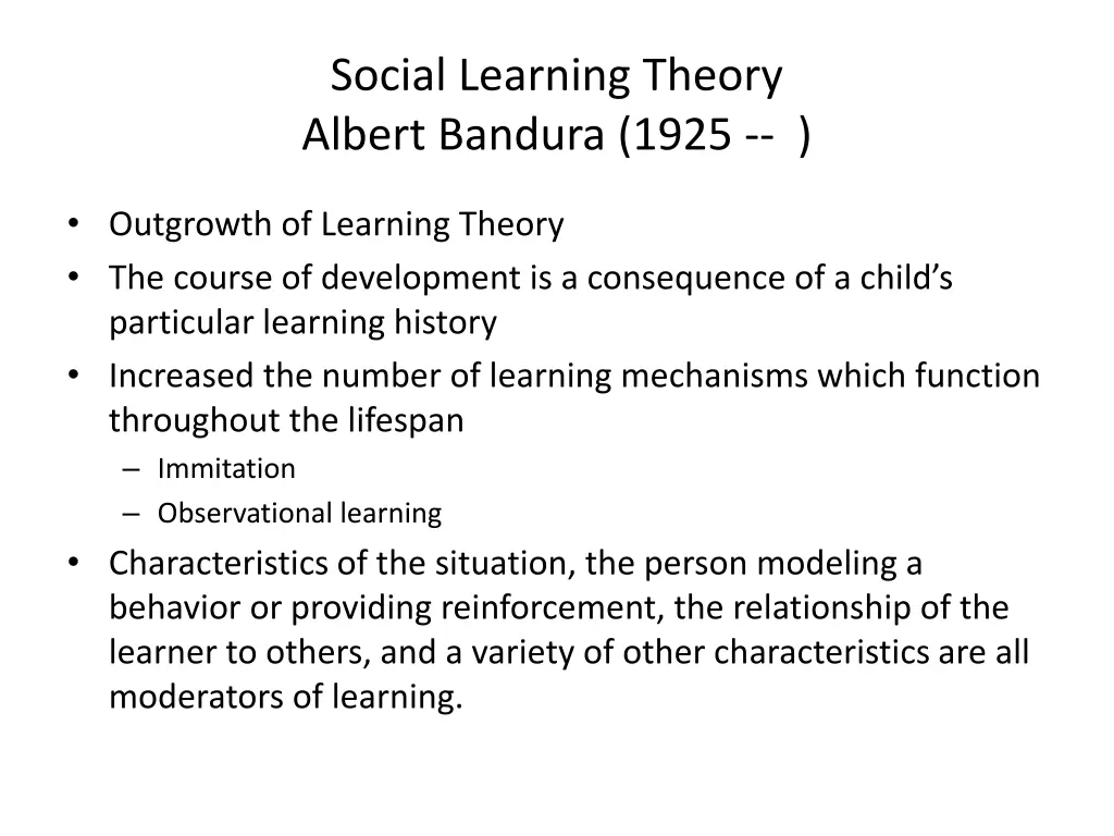 social learning theory albert bandura 1925