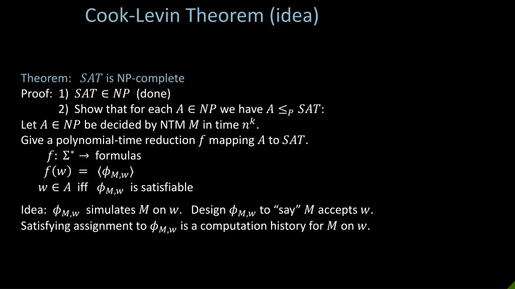 cook levin theorem idea