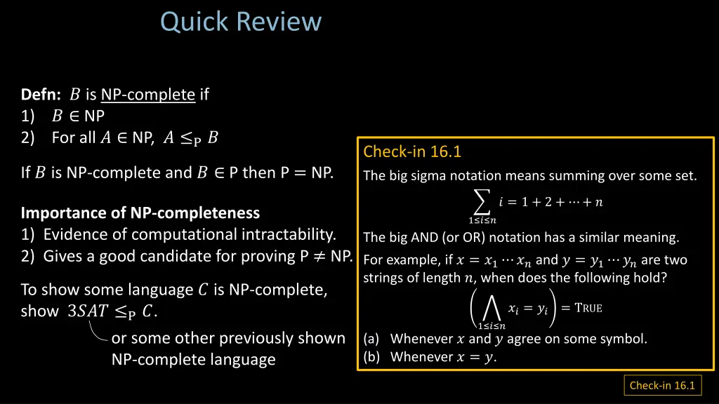 quick review