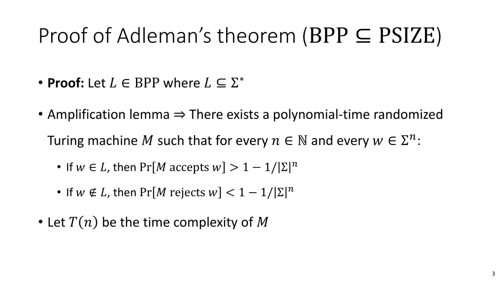 proof of adleman s theorem bpp psize