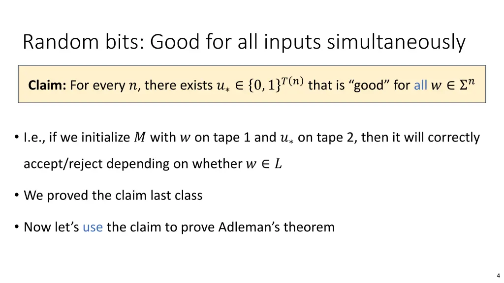random bits good for all inputs simultaneously
