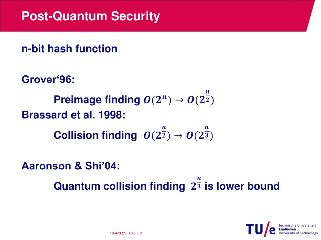 post quantum security