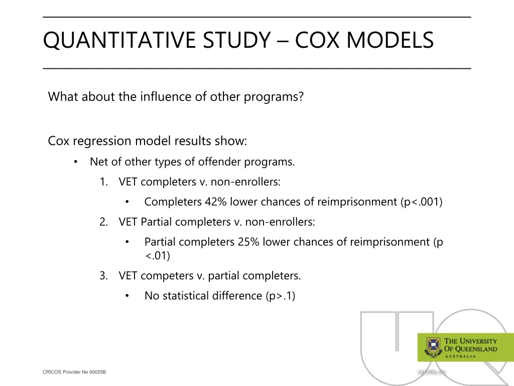 quantitative study cox models