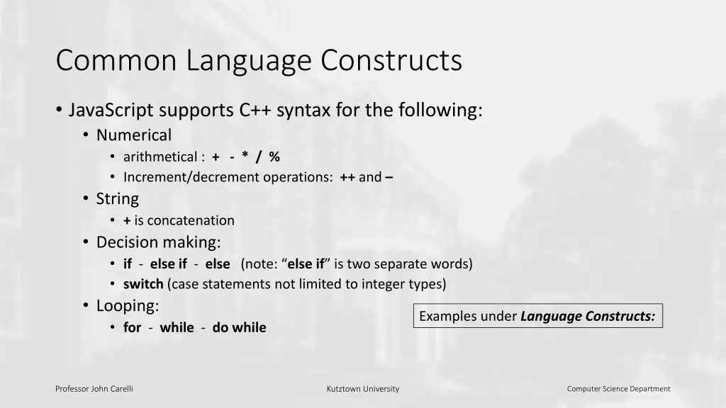 common language constructs