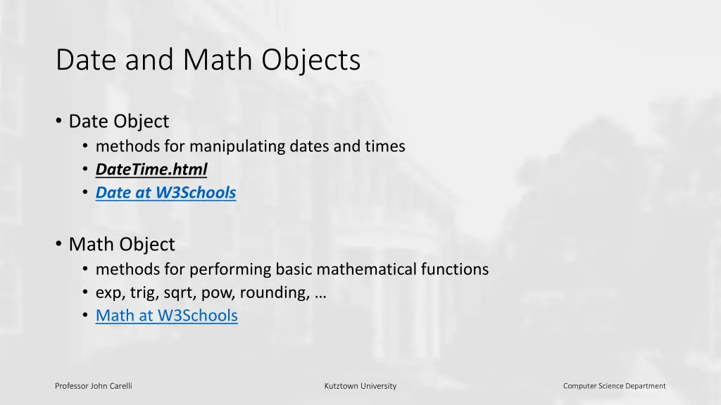 date and math objects