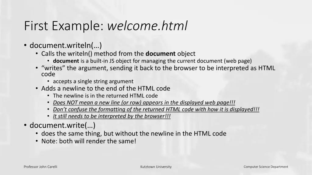 first example welcome html