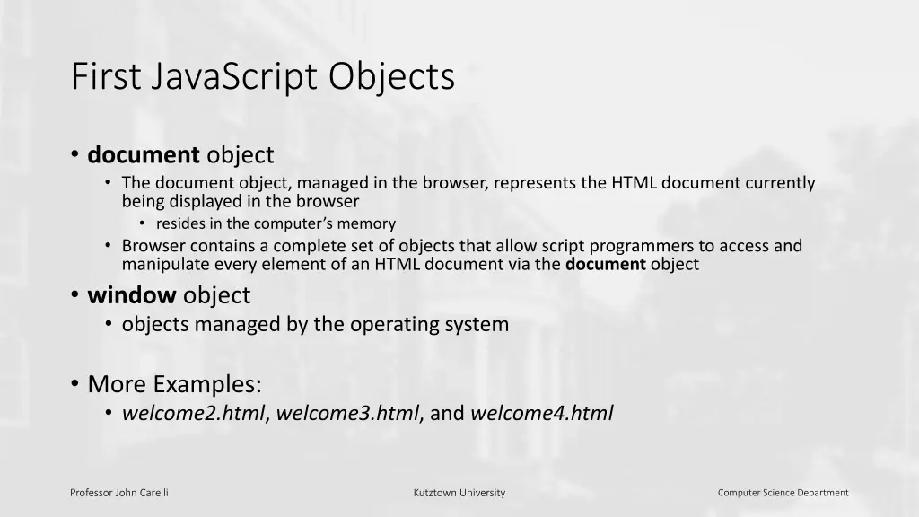 first javascript objects