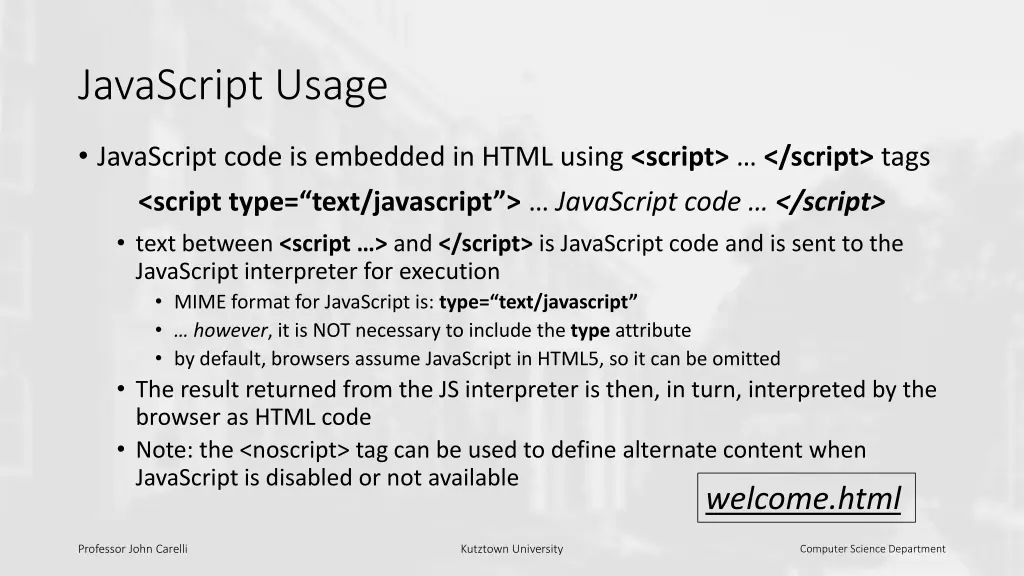 javascript usage