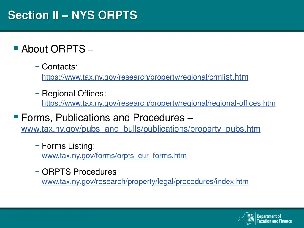 section ii nys orpts
