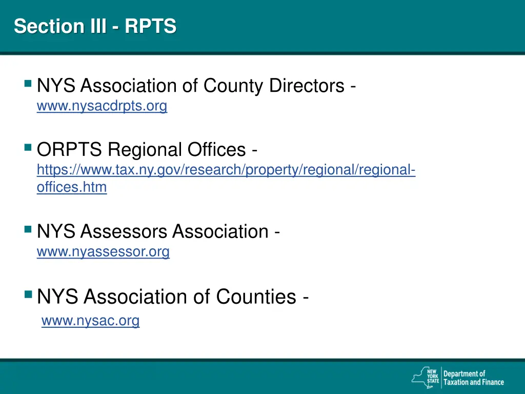 section iii rpts
