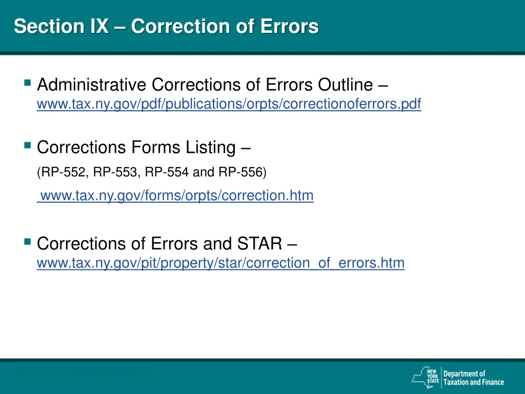 section ix correction of errors