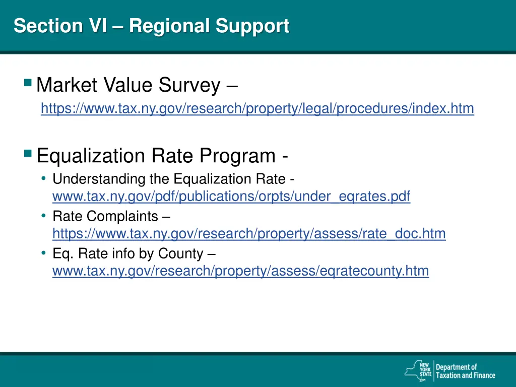 section vi regional support 1