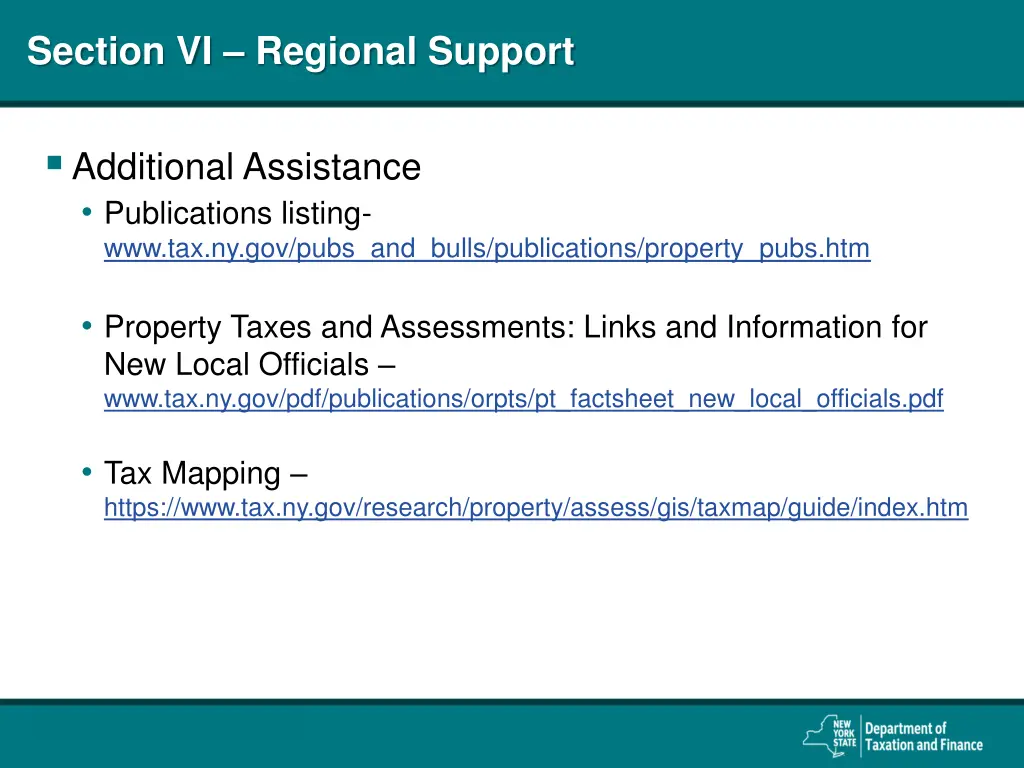 section vi regional support 3